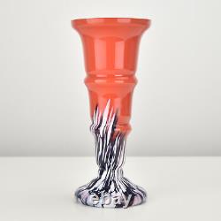 Vintage Bohemian Art Deco Kralik Orange Tango Splatter Art Glass Vase