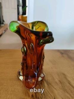 Vintage Bohemian Mstisov Art Glass Vase Niagara Range Designed By Karel Zemek