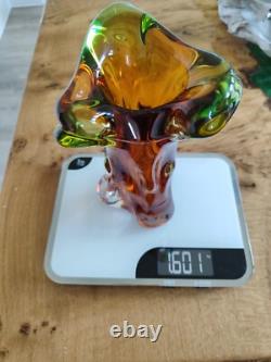 Vintage Bohemian Mstisov Art Glass Vase Niagara Range Designed By Karel Zemek