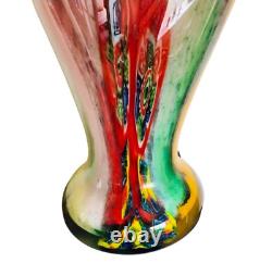 Vintage Cased Glass Millefiori Fish Tailed, Multicolored Vase