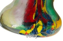 Vintage Cased Glass Millefiori Fish Tailed, Multicolored Vase