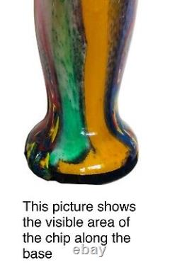 Vintage Cased Glass Millefiori Fish Tailed, Multicolored Vase