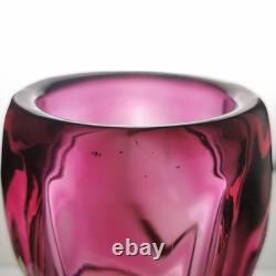 Vintage Chribska Czech Twisted Art Glass Vase by Josef Hospodka c1970 Pink 8