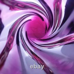 Vintage Chribska Czech Twisted Art Glass Vase by Josef Hospodka c1970 Pink 8