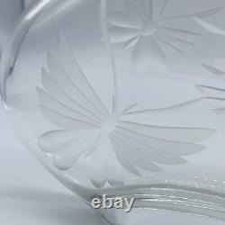Vintage Clear Thick Art Glass Oval Etched Dragonfly Vase 6.5T 8.75W