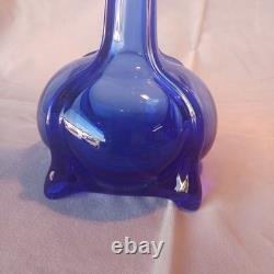 Vintage Cobalt Blue Art Glass Vase 16s Tall MCM, RARE