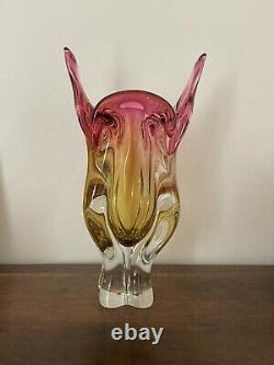 Vintage Czech Chribska Cats Head art glass vase design by Josef Hospodka 2.9kg