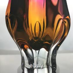 Vintage Czech Chribska Pink Art Glass Vase by Josef Hospodka c1970 7 Bohemian