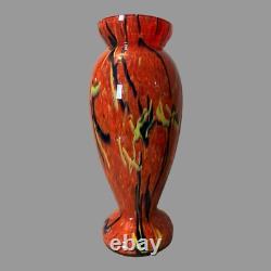 Vintage Czech Style End Of Day Art Glass 10 Vase