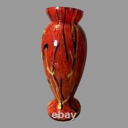 Vintage Czech Style End Of Day Art Glass 10 Vase
