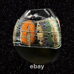 Vintage Daniel Edln Edler Art Glass Vase 1999 Numbered 250810 textured 7t 5w