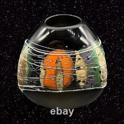 Vintage Daniel Edln Edler Art Glass Vase 1999 Numbered 250810 textured 7t 5w