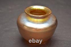 Vintage David P Salazar Studio Art Glass Vase Iridescent Gold Aurene Signed DPS