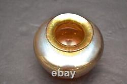 Vintage David P Salazar Studio Art Glass Vase Iridescent Gold Aurene Signed DPS