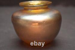 Vintage David P Salazar Studio Art Glass Vase Iridescent Gold Aurene Signed DPS