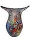 Vintage Dussica France Mouth Blown Art Glass Vase In A Millefiori Style
