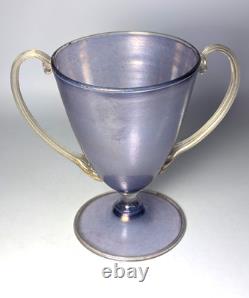 Vintage Early 20thC Salviati Murano Lavender Iridescent & Gold Glass Trophy Vase