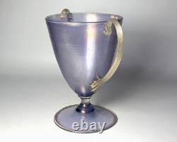 Vintage Early 20thC Salviati Murano Lavender Iridescent & Gold Glass Trophy Vase