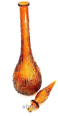Vintage Empoli Glass Genie Bottle Italian Decanter Art Vase Circa 1960