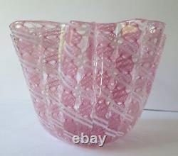 Vintage Fazzoletto Zanfirico Murano Venini Italian Art Glass Handkerchief Vase