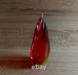 Vintage Flavio Poli Serguso Vetri D'arte Vase Red/Yellow Summerso Glass