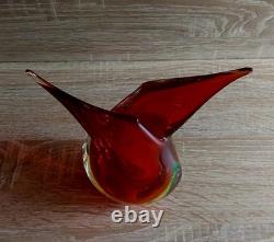 Vintage Flavio Poli Serguso Vetri D'arte Vase Red/Yellow Summerso Glass