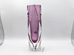 Vintage Formia Murano faceted vase encased purple / pink ORIGINAL LABEL