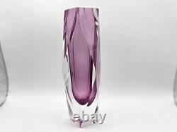 Vintage Formia Murano faceted vase encased purple / pink ORIGINAL LABEL