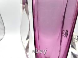 Vintage Formia Murano faceted vase encased purple / pink ORIGINAL LABEL