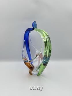 Vintage Frantisek Zemek Mstisov Rhapsody Basket. Art Glass Vase