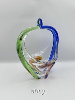 Vintage Frantisek Zemek Mstisov Rhapsody Basket. Art Glass Vase