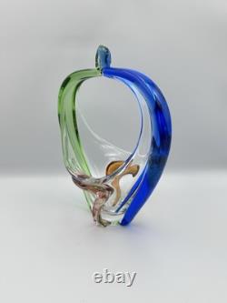 Vintage Frantisek Zemek Mstisov Rhapsody Basket. Art Glass Vase