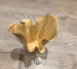 Vintage Glass Handkerchief Vase 10 Tall Large Crackle Marble Pattern Hand blown