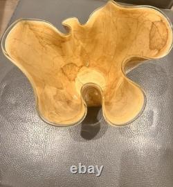 Vintage Glass Handkerchief Vase 10 Tall Large Crackle Marble Pattern Hand blown