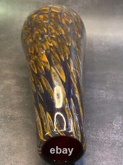 Vintage Hand Blown Art Glass Glazed Cone Shaped Vase. Might Be Murano Not