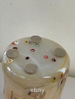 Vintage Hand Blown Art Glass Vase Amber Ivory Brown 15 inch