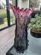 Vintage Hand Blown Murano Amethyst Ruffled Flame Rim Art Glass Vase 17 Inches
