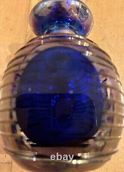 Vintage Hand blown Cobalt Blue Cased Art Glass Perfume Bottle 6