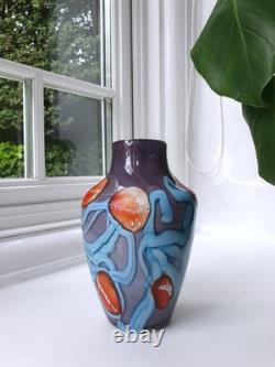 Vintage Handblown Vase Double Contrast Unique Not Signed