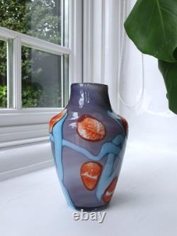 Vintage Handblown Vase Double Contrast Unique Not Signed