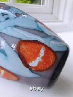 Vintage Handblown Vase Double Contrast Unique Not Signed
