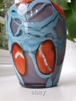 Vintage Handblown Vase Double Contrast Unique Not Signed