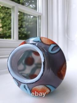Vintage Handblown Vase Double Contrast Unique Not Signed