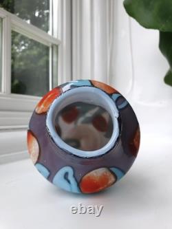 Vintage Handblown Vase Double Contrast Unique Not Signed
