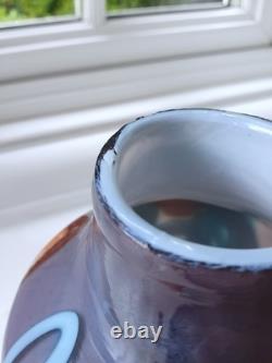 Vintage Handblown Vase Double Contrast Unique Not Signed