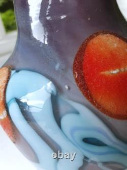 Vintage Handblown Vase Double Contrast Unique Not Signed