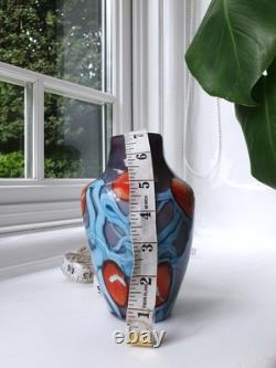 Vintage Handblown Vase Double Contrast Unique Not Signed