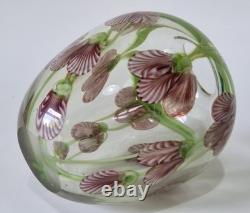 Vintage Heavy Studio Art Glass Vase Floral Design