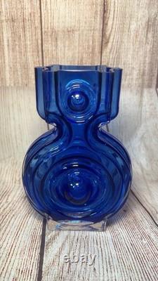 Vintage Helena Tynell Riihimaen Lasi Blue Aitanlukko / Padlock Glass Vase #1653