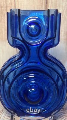 Vintage Helena Tynell Riihimaen Lasi Blue Aitanlukko / Padlock Glass Vase #1653